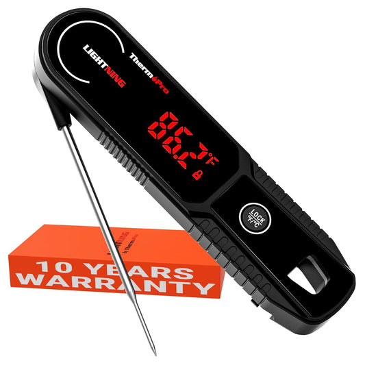 ThermoPro Lightning 1-Second Instant Read Meat Thermometer, Kitchen Food Thermometer with Auto Wake\/Sleep\/180° Rotating Display, Waterproof Cooking Thermometer for Oil Deep Fry Smoker BBQ Grill