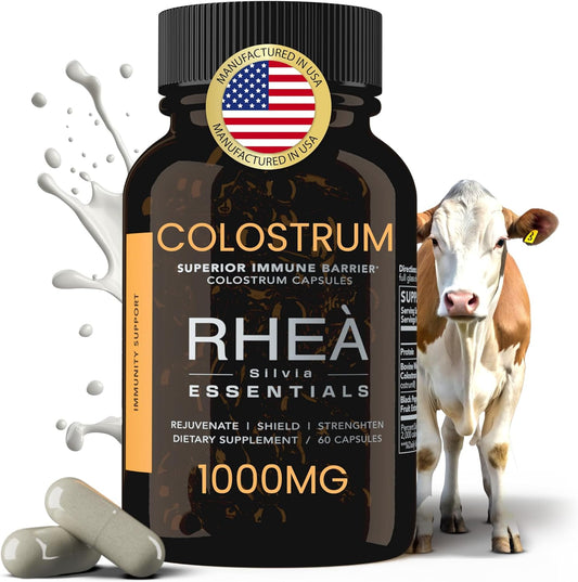 Rhea Bovine Colostrum Supplement for Women, Colostrum Capsules for Gut Health, Digestion, Bloating, Beauty, Immune Support, Bovine Colostrum for Humans, Colostrum Pills (60caps)
