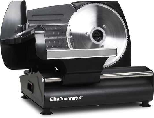 Elite Gourmet EMT-625B Ultimate Precision Electric Deli Food Meat Slicer Removable Stainless Steel Blade, Adjustable Thickness, Ideal for Cold Cuts, Hard Cheese, Vegetables & Bread, 7.5\u201D, Black