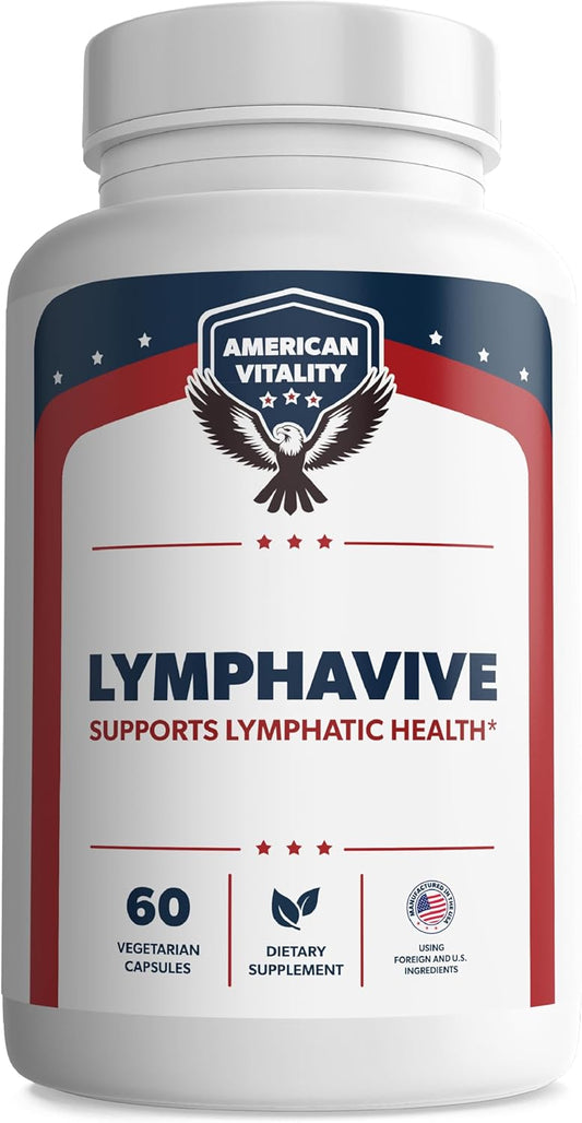LymphaVive Lymphatic Drainage Supplements for Men & Women - Lymphatic Support with Bromelain, Echinacea, Burdock Root, Dandelion, Rutin, Kelp - 60 Capsules