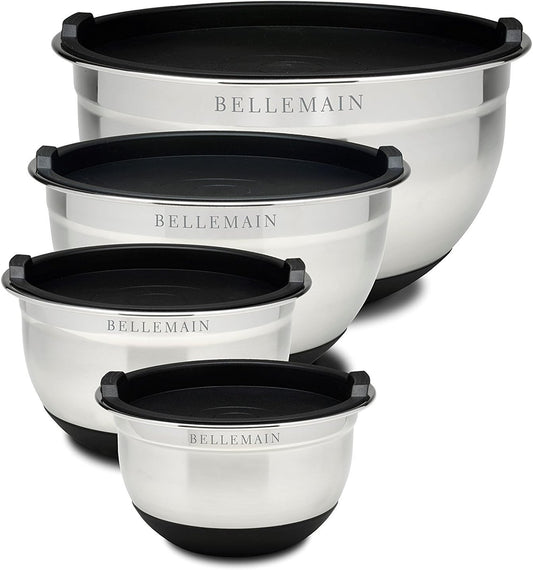 Stainless Steel Mixing Bowls with Lids Set \u2013 Large, Durable, Airtight Kitchen Bowls for Food Prep, Baking, Salad, and Storage (4 piece set)