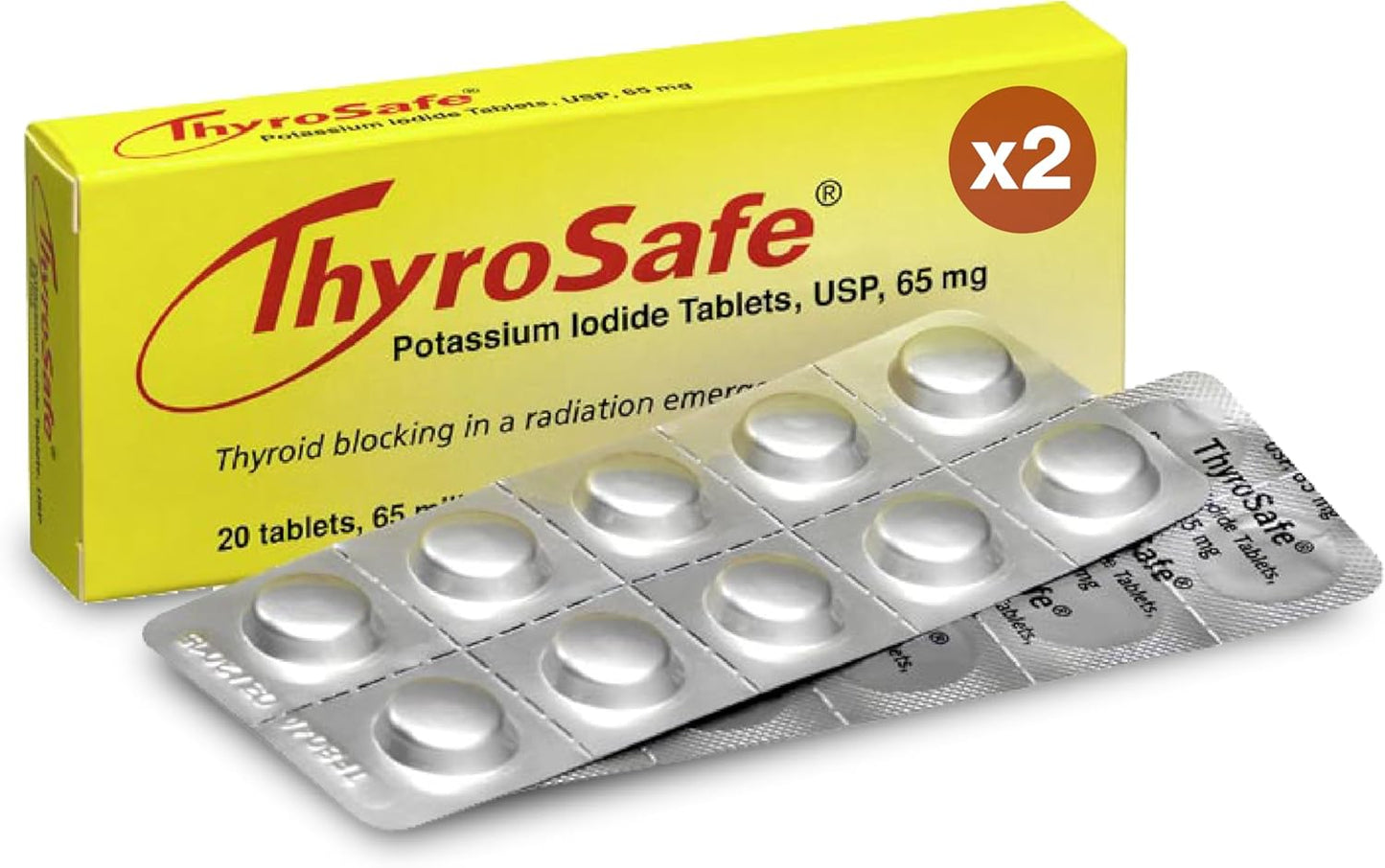 ThyroSafe 65mg Potassium Iodide Tablets (40 Pack) - Protects Your Thyroid from Nuclear Radiation Exposure