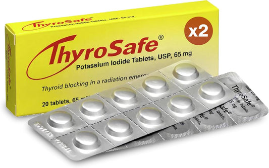 ThyroSafe 65mg Potassium Iodide Tablets (40 Pack) - Protects Your Thyroid from Nuclear Radiation Exposure