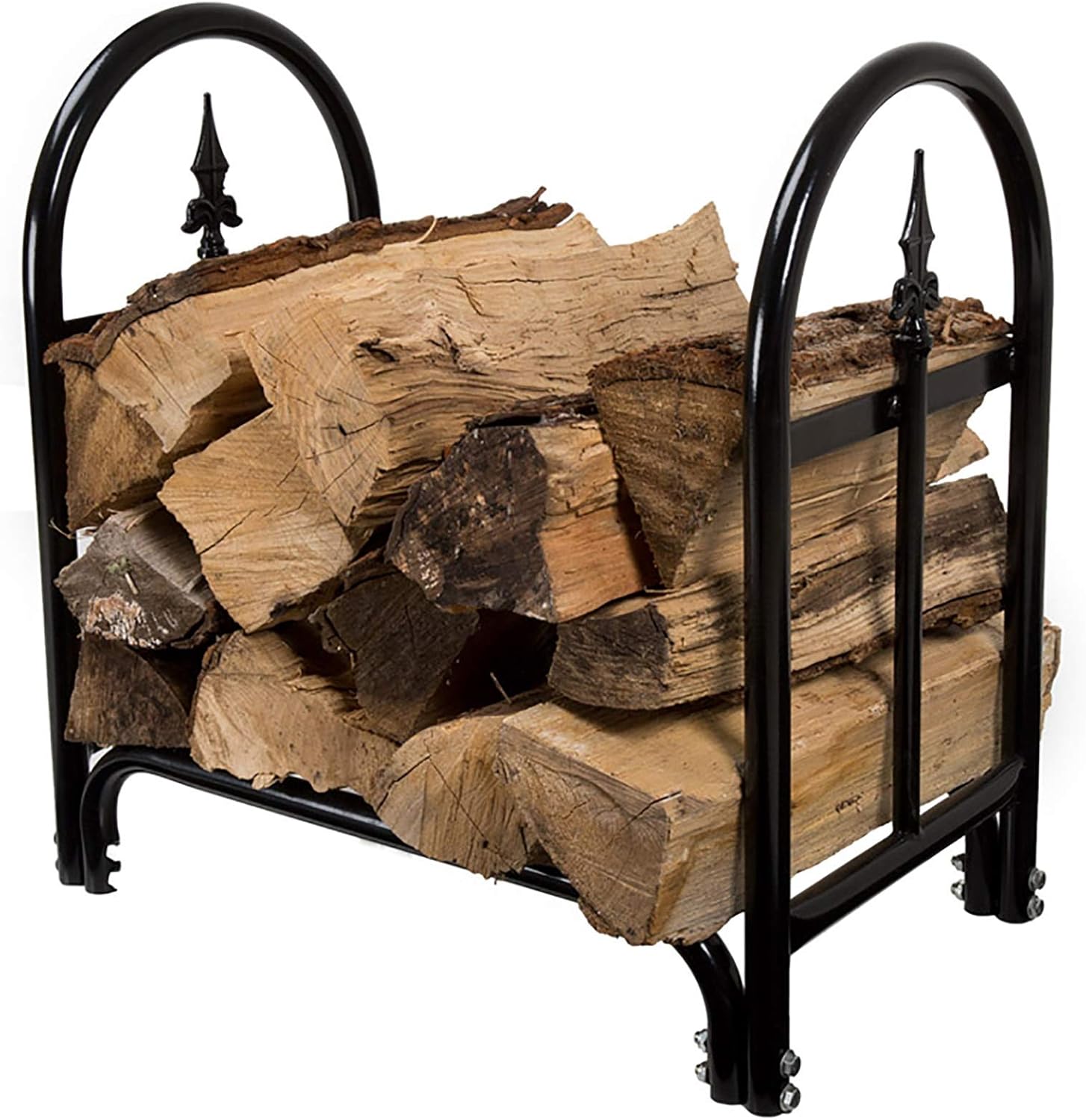 Firewood Rack Farmhouse Style Iron Fireplace Log Holder Rack, Small Firewood Lumber Storage Holder, for Outdoor/Indoor/Fire Pit, Tall 58cm,