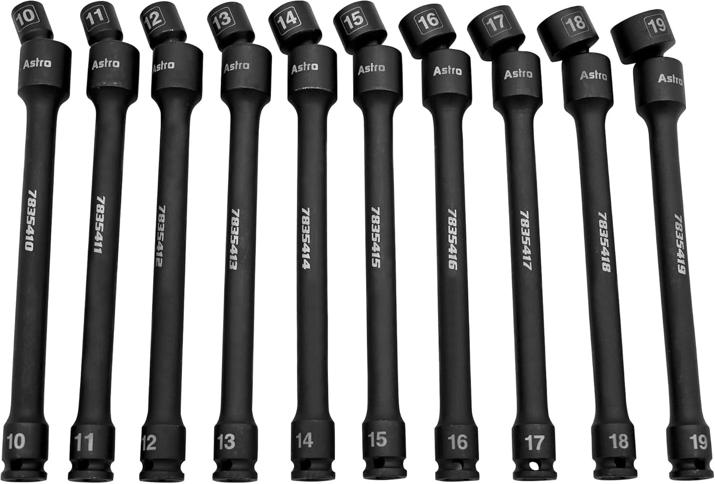 Astro Tools 78354 10-Piece 3\/8" Drive 6 Point Pinless Universal Torque-Saver Impact Extension Socket Set - Metric