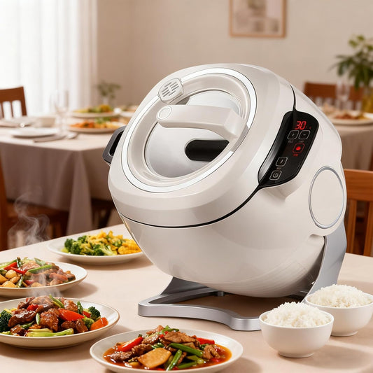 1000w Automatic Stir Fry Robot, 6l Intelligent Multi Cooker With 360° Rotation Pot, 3 Gears Firepower Adjustable, Non-stick Electric Cooking Wok For Stir-frying, Stewing, Fried, Cooking Machine