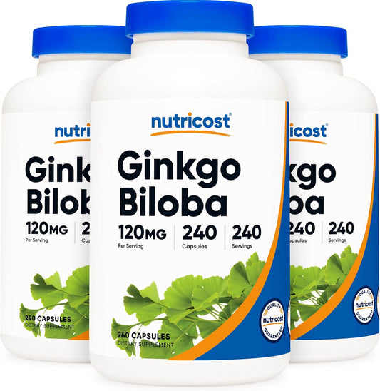 Nutricost Ginkgo Biloba 120mg; 240 Capsules (3 Bottles)