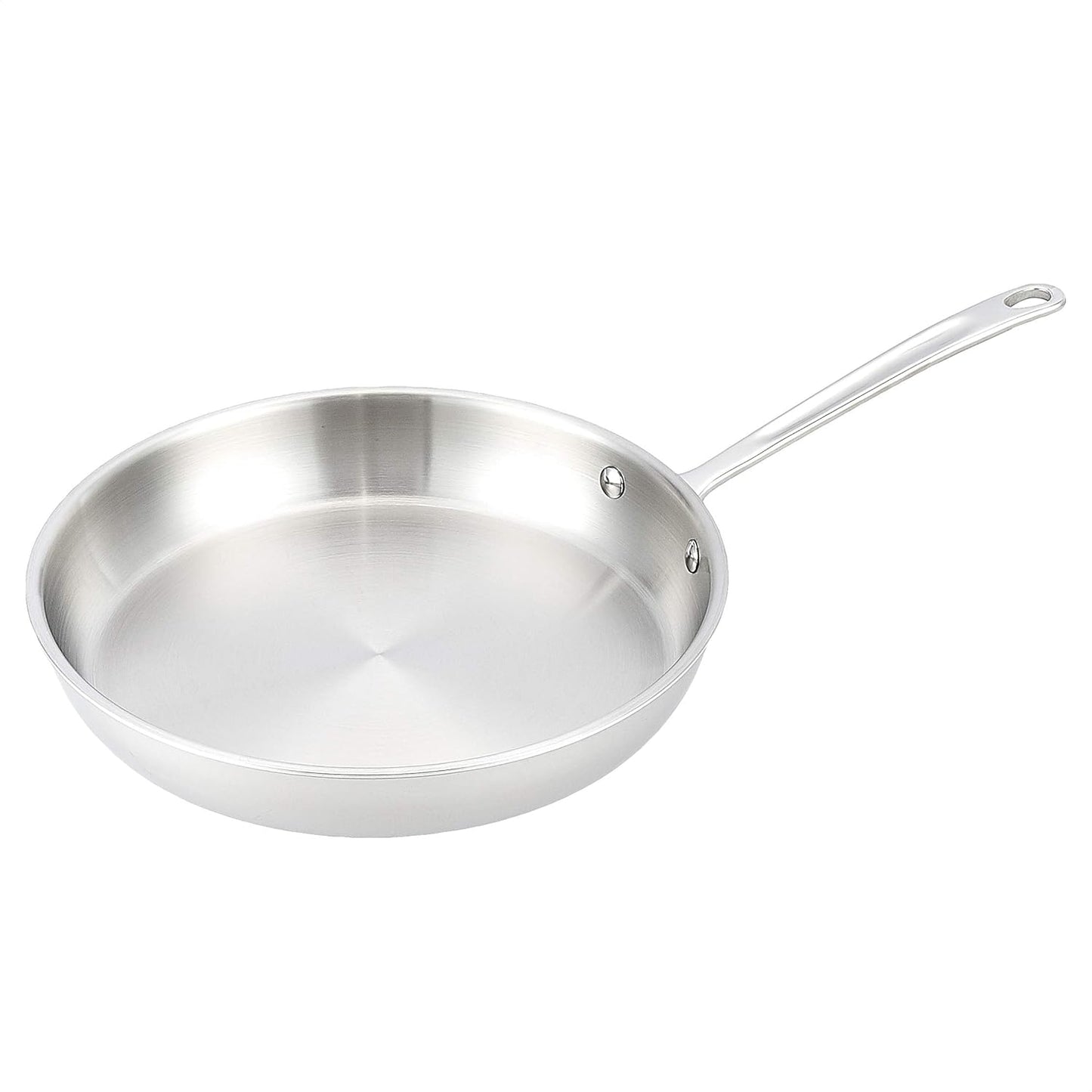 Amazon Basics Tri-Ply Stainless Steel Fry Pan, 12 inch, Silver (Previously AmazonCommercial brand)