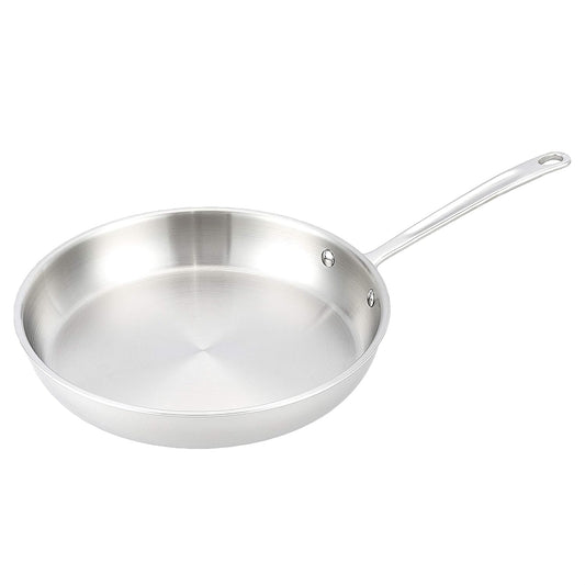 Amazon Basics Tri-Ply Stainless Steel Fry Pan, 12 inch, Silver (Previously AmazonCommercial brand)