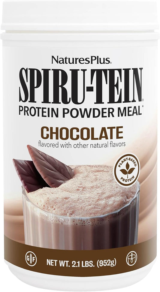 NaturesPlus Spiru-Tein, Chocolate - 2.1 lb - Protein Complex with Spirulina - 14 g of Plant-Based Protein Per Serving - Non-GMO, Vegetarian - 34 Servings