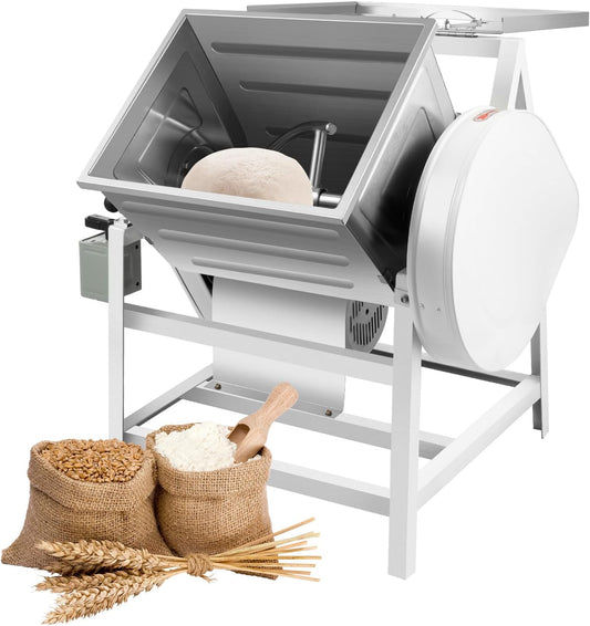 30QT Electric Dough Mixing Machine, 1.5KW 110V Kneading Machine, Heavy Duty Dough Mixer, Flipped 90° Spiral Dough Mixer, with 2 Speed, 1400r/m for Kitchen Equipment, Dough Mixer