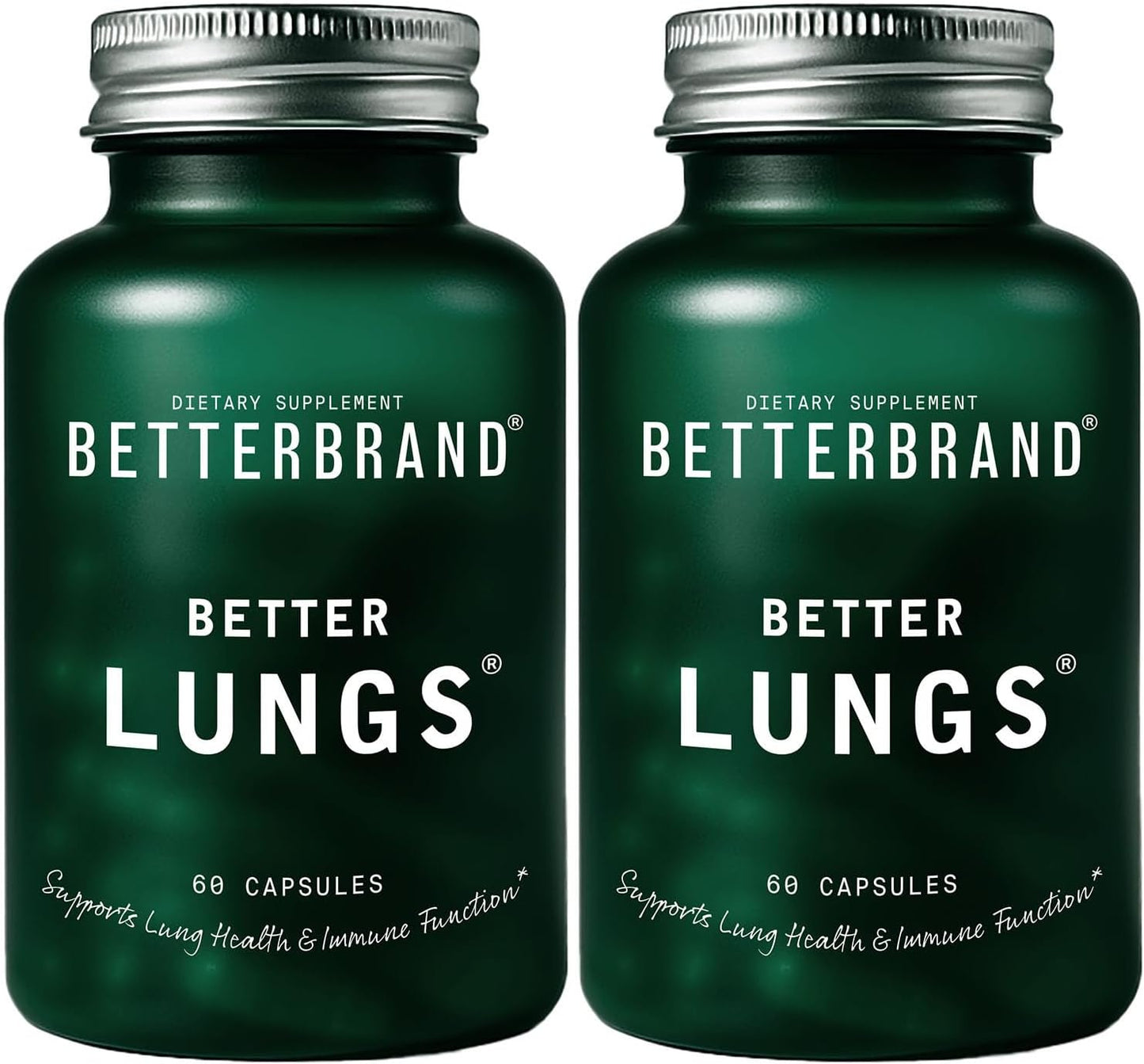 Betterbrand BetterLungs Daily Respiratory Health Supplement (60 Capsules) | with Vitamin D, Elderberry, Ginseng, Mullein, and Reishi Mushroom | for Lung Health and Allergy Relief (Pack of 2)