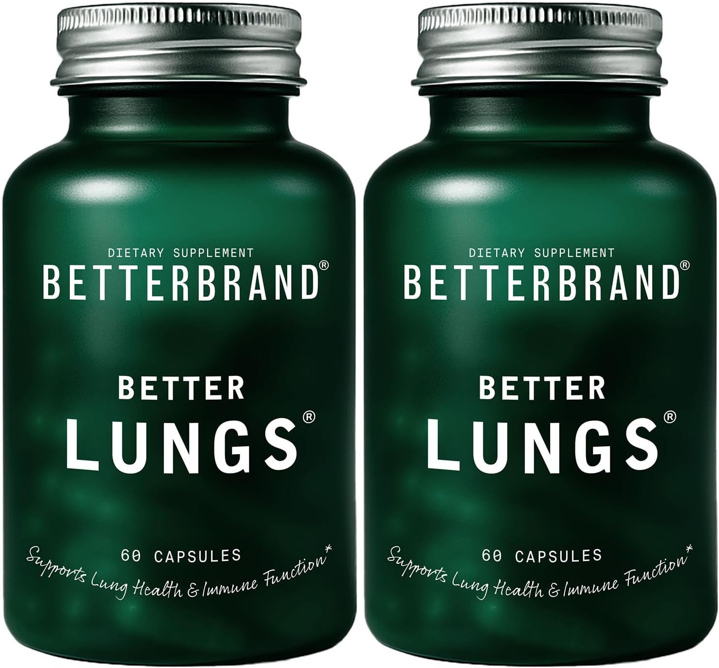 Betterbrand BetterLungs Daily Respiratory Health Supplement (60 Capsules) | with Vitamin D, Elderberry, Ginseng, Mullein, and Reishi Mushroom | for Lung Health and Allergy Relief (Pack of 2)