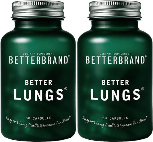 Betterbrand BetterLungs Daily Respiratory Health Supplement (60 Capsules) | with Vitamin D, Elderberry, Ginseng, Mullein, and Reishi Mushroom | for Lung Health and Allergy Relief (Pack of 2)