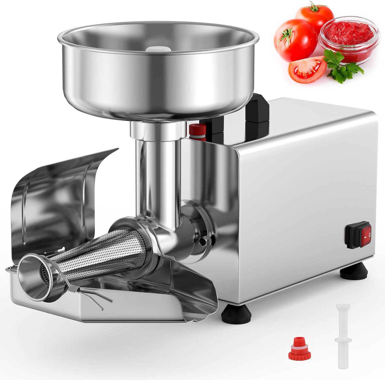 COSTWAY 450W Electric Tomato Strainer Machine, 110-120V Commercial Grade Stainless Steel Saucer Maker, 200-350 lbs/h Food Milling Machine for Strawberry Blueberry Jam