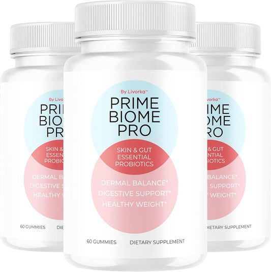 (3 Pack) Prime Biome Pro Gummies - Prime Biome GummiesPro for Skin & Gut Support, Primebiome Pro Reviews - Supplement Gummy All Natural Vitamin Advanced Formula, 180 Gummies for 3 Months
