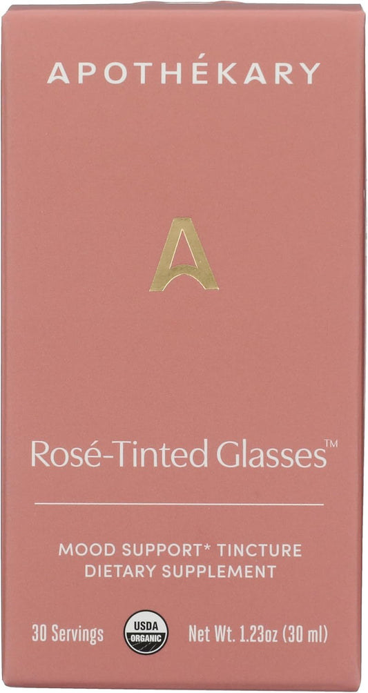 Apothékary Rosé-Tinted Glasses | Alcohol-Free Rosé-Inspired Herbal, Liquid Drops, Vegan, Sugar-Free & Gluten-Free, Adaptogenic Mood Support 30 Servings - 1.23oz