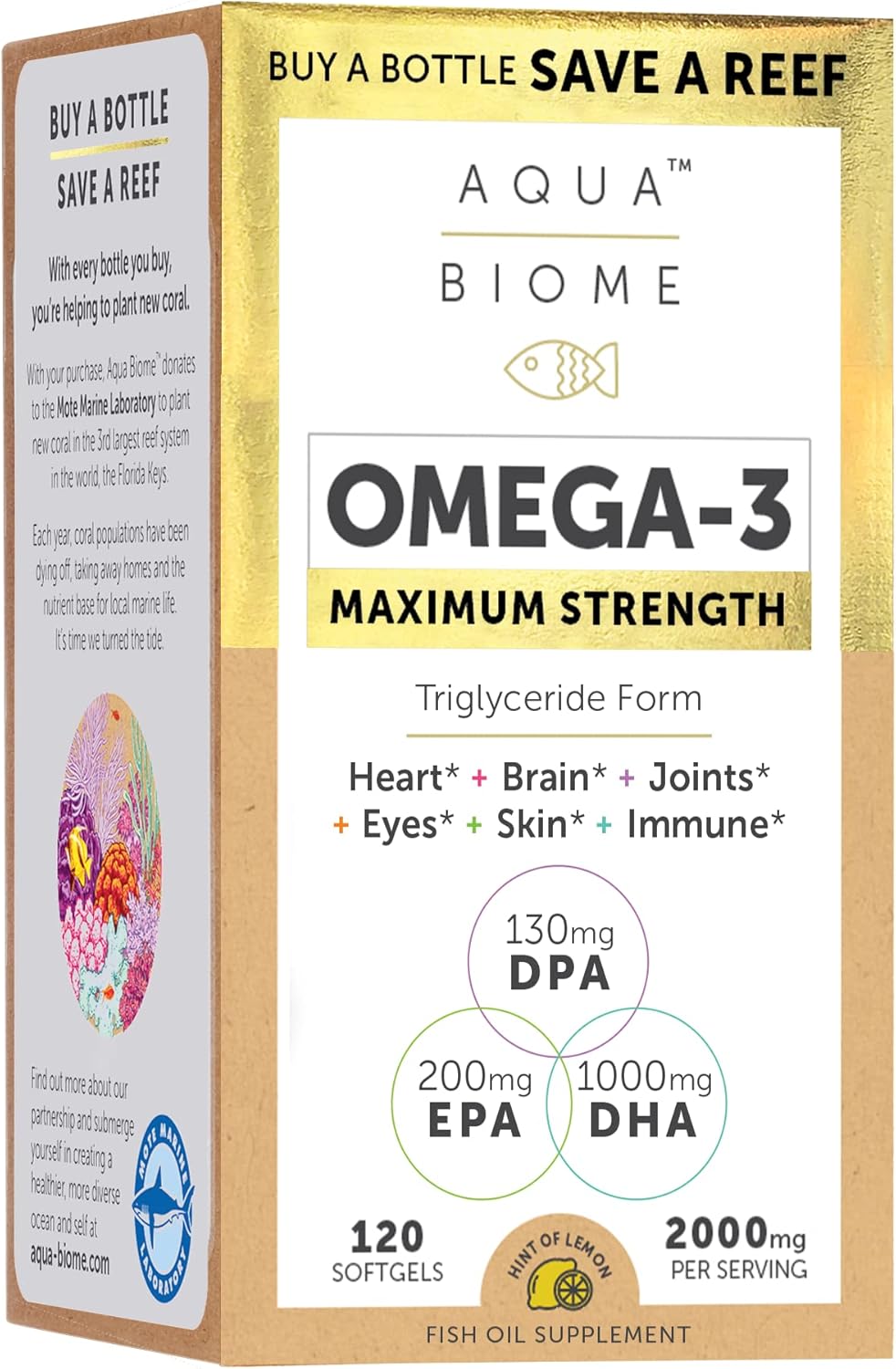 Enzymedica Aqua Biome Fish Oil, Maximum Strength, 120 Count