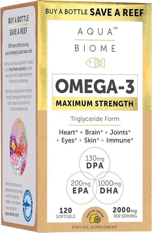Enzymedica Aqua Biome Fish Oil, Maximum Strength, 120 Count