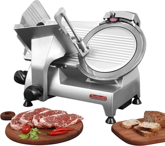 Toogood 8.7" Commercial Slicer, 1\/4 HP Electric Meat Slicer, Italian Carbon Steel Blade, Quiet Performance, Semi-frozen Meat\/Cheese\/Food Slicer, 0.5mm to 15mm Thickness