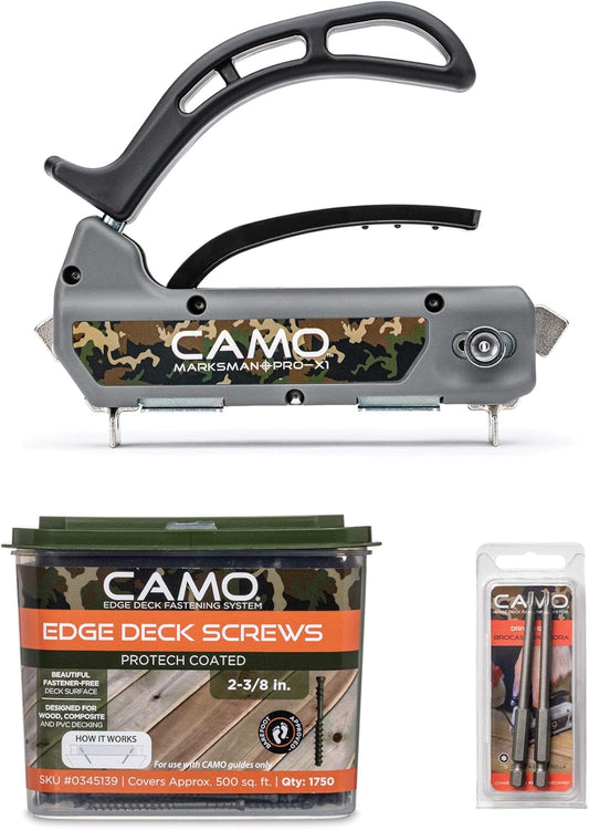CAMO Marksman Pro-X1 Kit, Deck Tool, 1750 Edge Screws & Bits, Edge Fastening Installation, 1\/16" Spacing, Fits 5-1\/4-5-3\/4" Wood Decking (0345002)\u2026