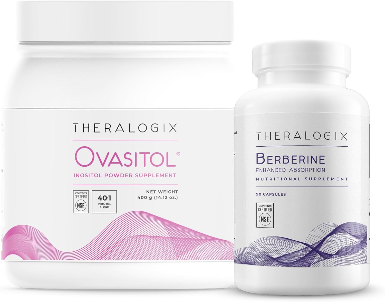 Theralogix Ovasitol Inositol Canister + Berberine Enhanced Absorption Bundle, 14.12 Ounce & 90 Count (Pack of 2)