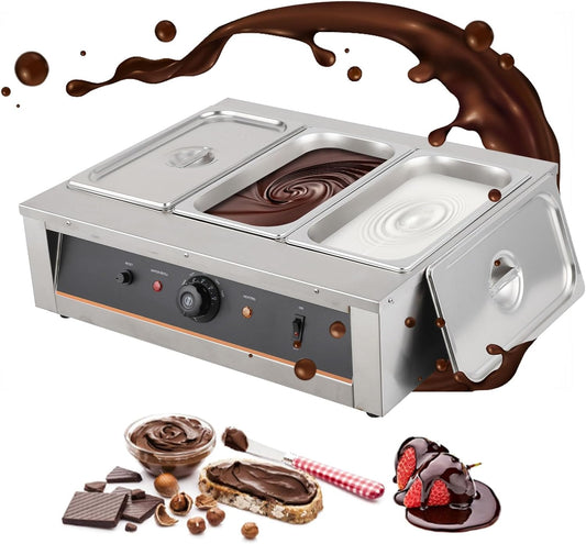 Chocolate Tempering Machine - 3.3 QT*3 Tanks, 26 Lbs Capacity, Temp Control 86~176℉, 1500W Stainless Steel Electric Food Warmer for Chocolate/Milk/Cream Melting