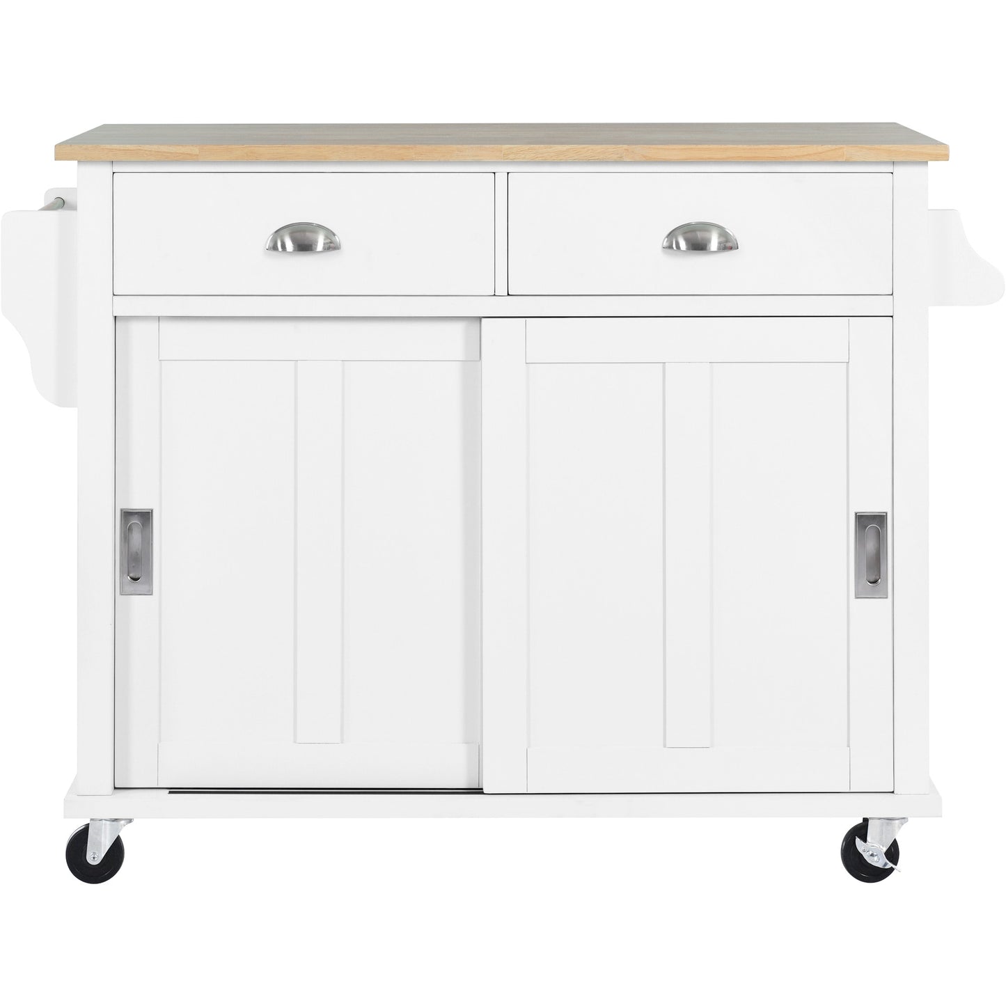 Best Selling Home Decor White MDF Base with MDF Rolling Kitchen Island ( 29.5-in x 52.76-in x 36.81-in )