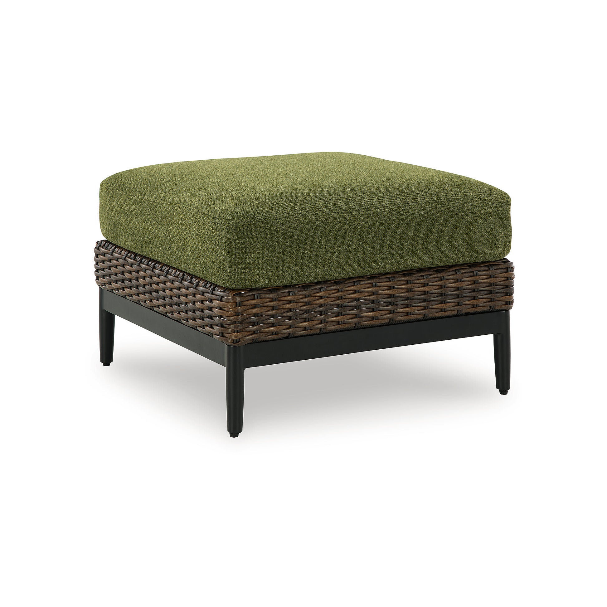 Signature Design by Ashley Horizon Hall Outdoor All Weather Design Green UV Resistant Ottoman with Cushion