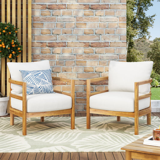 Christopher Knight Home Ellendale Outdoor Acacia Wood Outdoor Club Chairs with Cushion