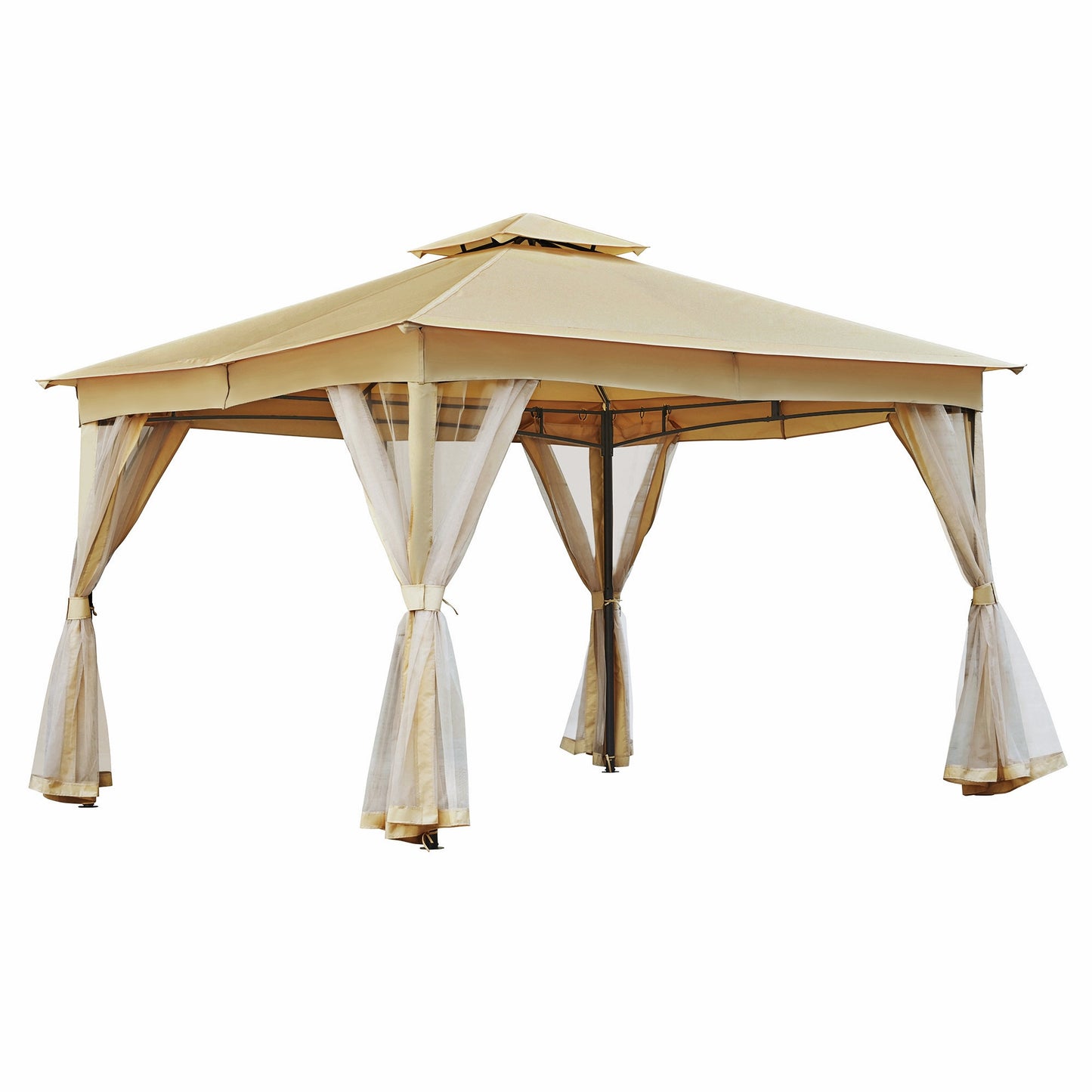 Damerin 12-ft x 10-ft Gazebos Beige Gazebo with Soft Top Roof (Screen Included)