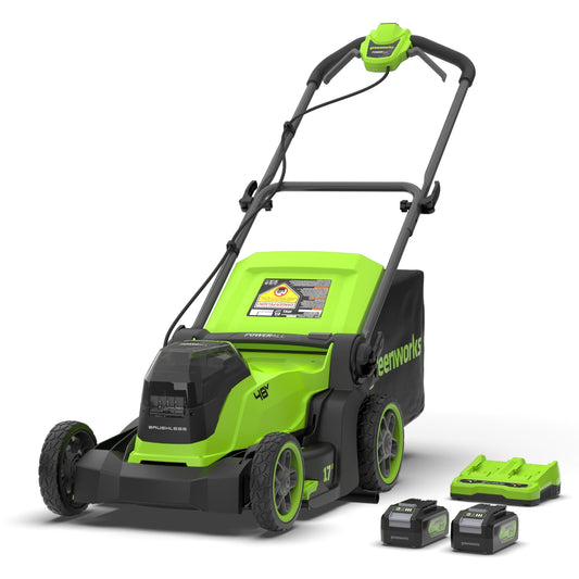 Greenworks 24-volt, 17-in Push Battery Walk Mower with (2) 4 Ah Batteries & Charger Included