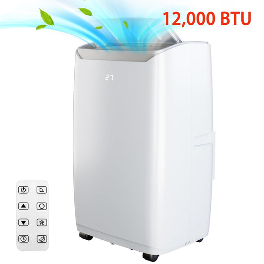 Qeetex 12000 BTU 3-IN-1 Portable Air Conditioner with Dehumidifier Fan Remote ControlSleep Mode/24Hrs Timer Cools Room up to 550 Sq  Ft