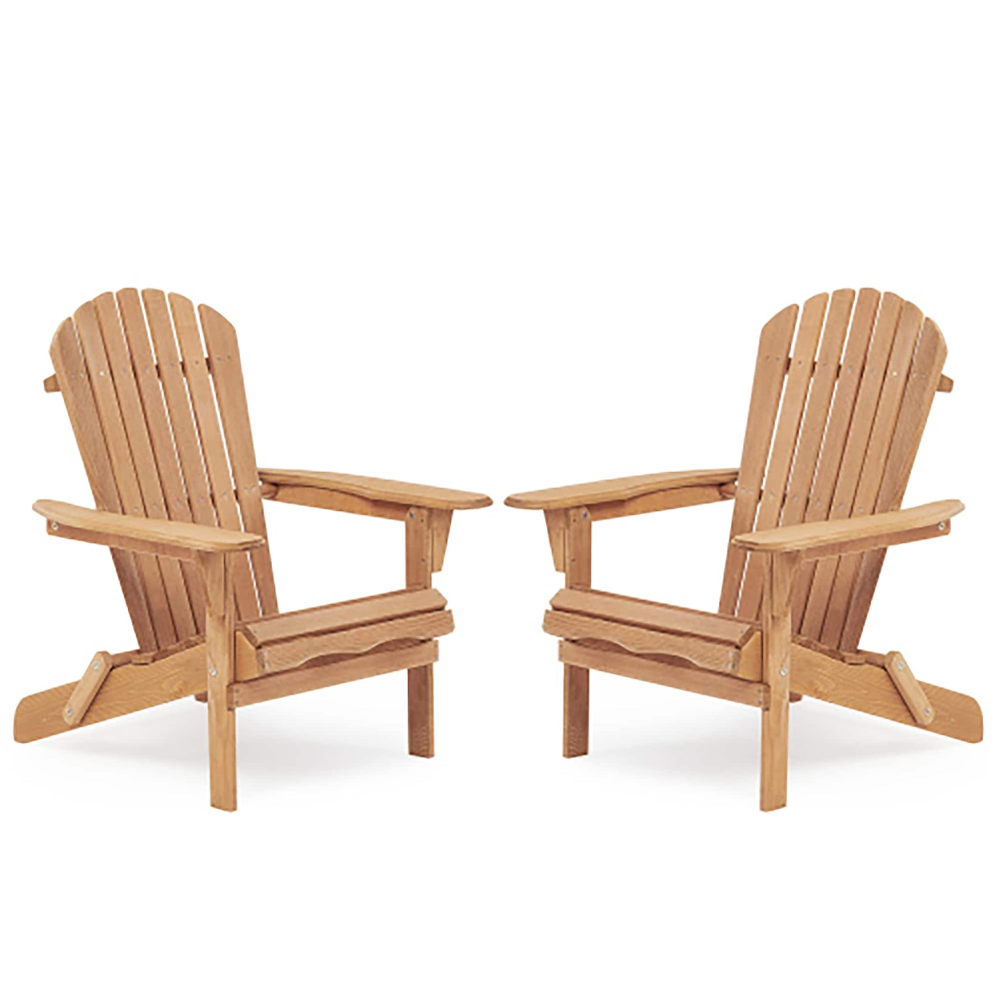 Sumyeg Wooden Outdoor Folding Adirondack Chair Set of 2 Set of 2 Brown Wood Frame Stationary Adirondack Chair with Brown Slat Seat