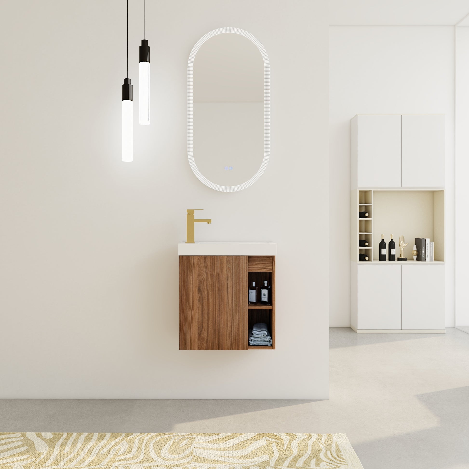 Tatayosi 20inch Floating Wall Mounted Bathroom Vanity with White Resin Sink Soft Close Cabinet Door