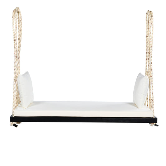 Bybafun 2 -person Black Outdoor Swing