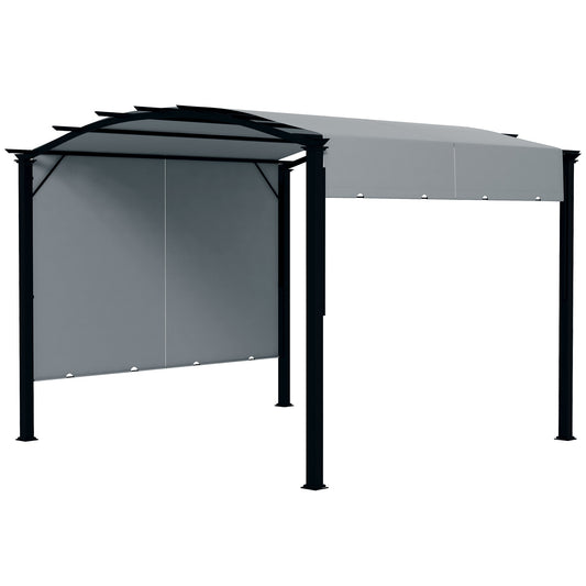 Outsunny  11' x 11' Outdoor Retractable Pergola Canopy with Sun Shade Unique Design Canopy Patio Metal Shelter for Garden Porch Beach