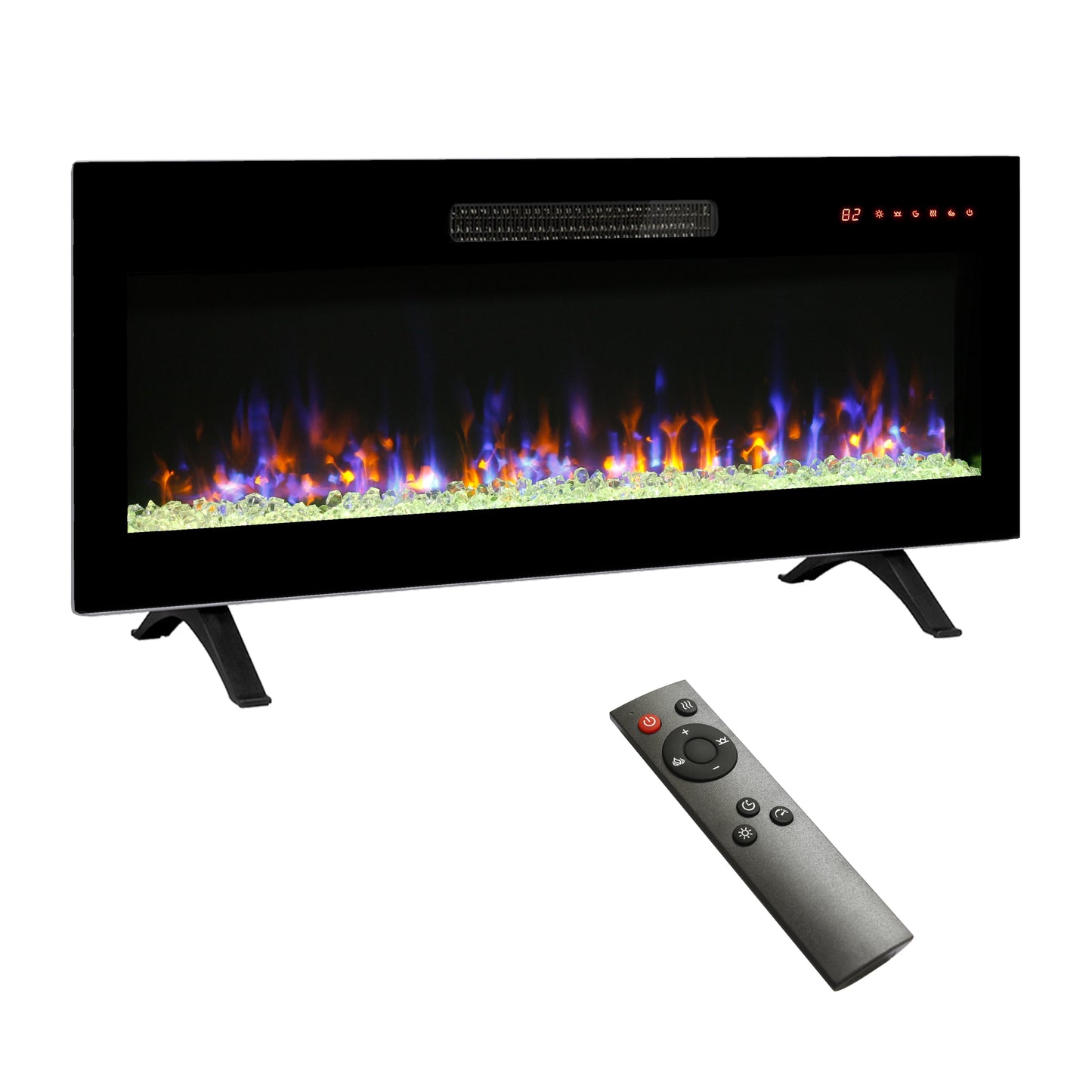 Oizaye 42-in W Black Wall mount Infrared quartz Flat wall Electric Fireplace with Remote Control Included