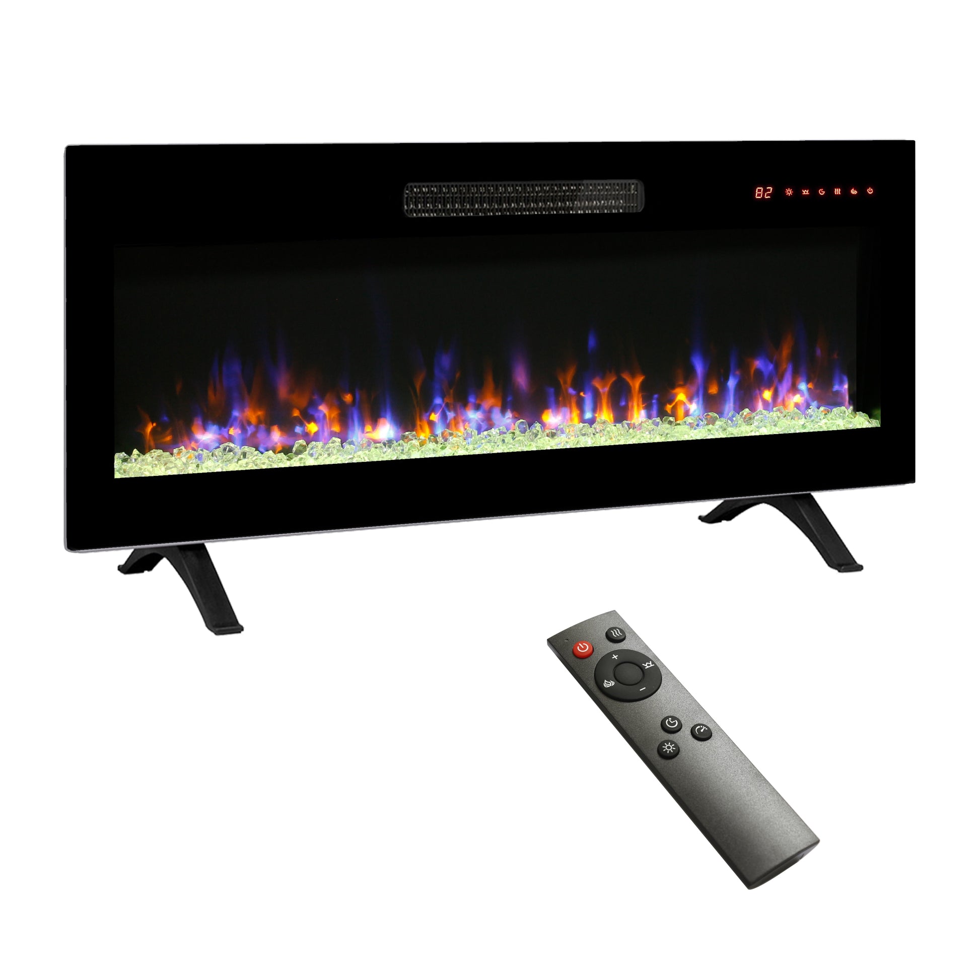 Oizaye 42-in W Black Wall mount Infrared quartz Flat wall Electric Fireplace with Remote Control Included