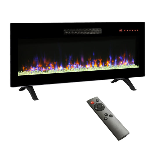 Oizaye 42-in W Black Wall mount Infrared quartz Flat wall Electric Fireplace with Remote Control Included