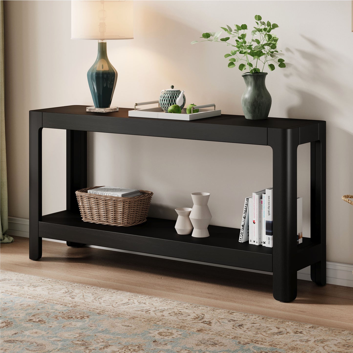Christopher Knight Home Mirod Modern Farmhouse Console Table Elegant Minimalist Design with Premium Wood Veneer and Rounded Corners