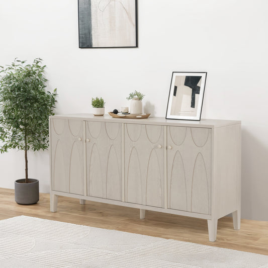 Christopher Knight Home Travis Sideboard Buffet Cabinet with Adjustable Shelves Bleach