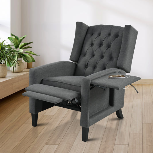 LOVMOR Manual Adjustable WingBack Recliner Chair Modern Comfy PushBack Reclining Chairs for Living Room Office