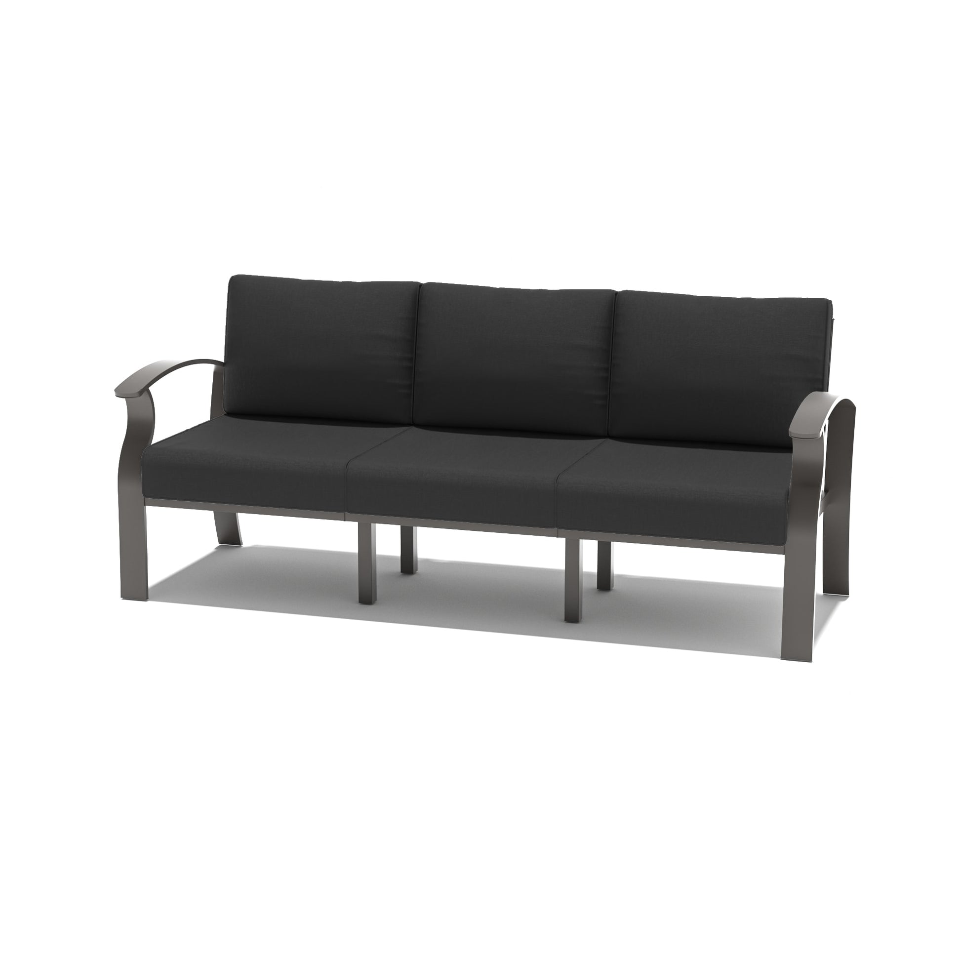 ALAULM Aluminum Conversation Sofa Set of 3 Brownish Black Aluminum Frame Stationary Conversation Chair with Black Solid Seat