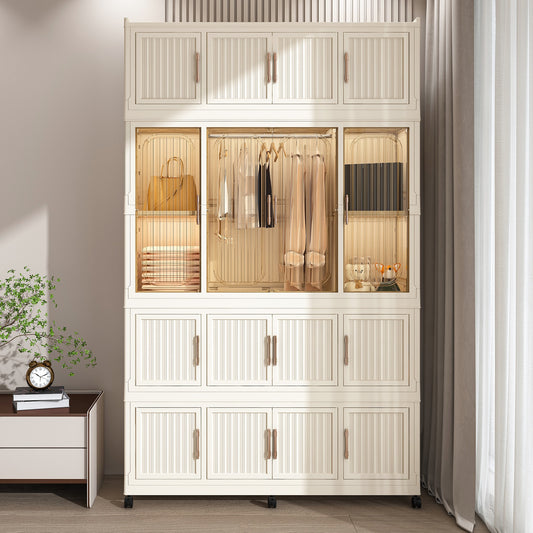 LOVMOR Portable Wardrobe Closet Storage Organizer for Clothes White