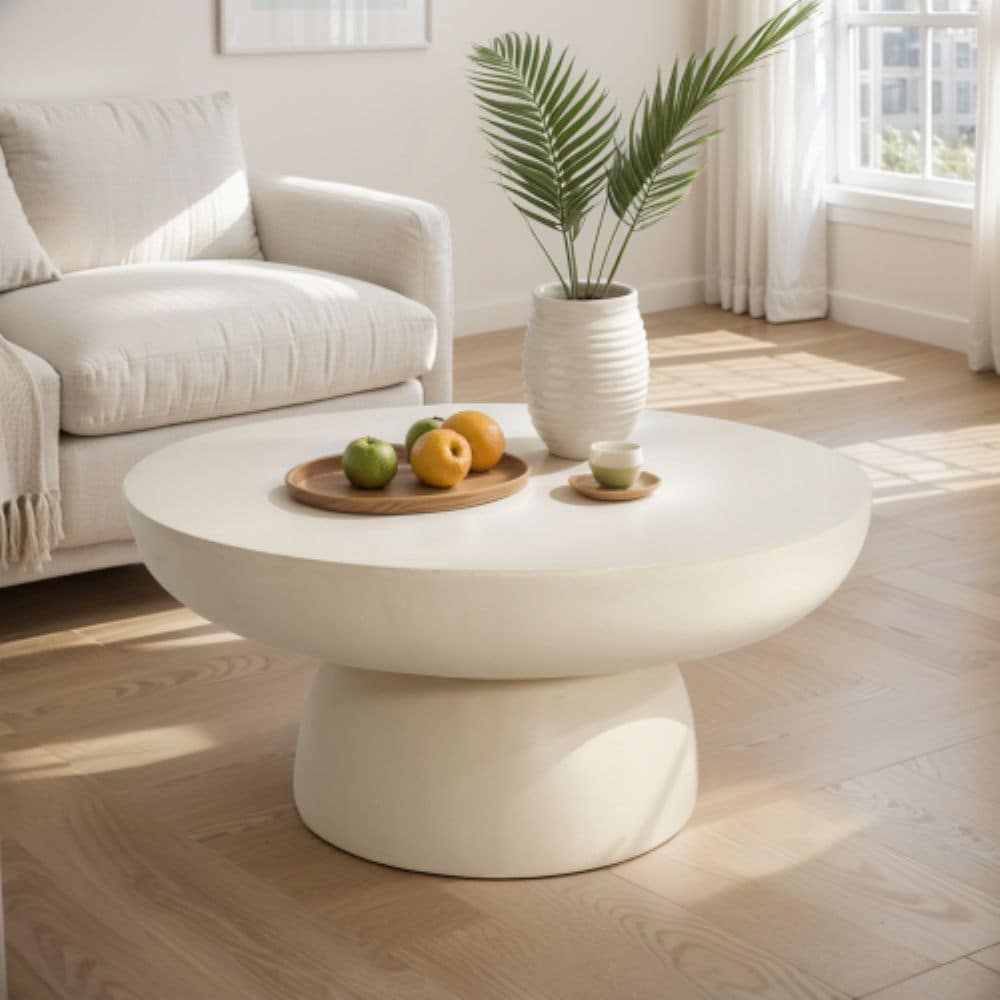 Christopher Knight Home Orion Coffee Table Round MGO Indoor Outdoor 27.5 in. Beige