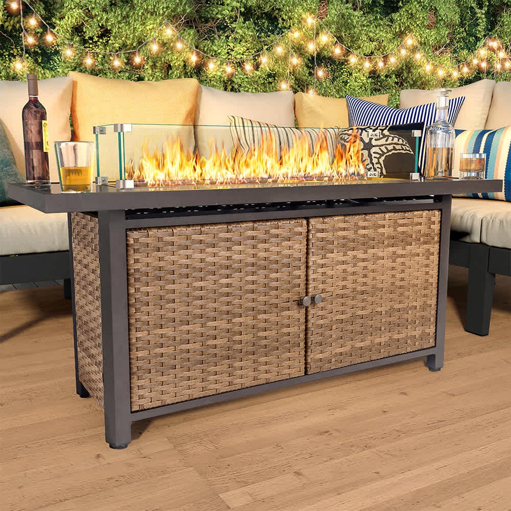 JUJABU Brown 50000BTU Gas Fire Pit Outdoor Heating