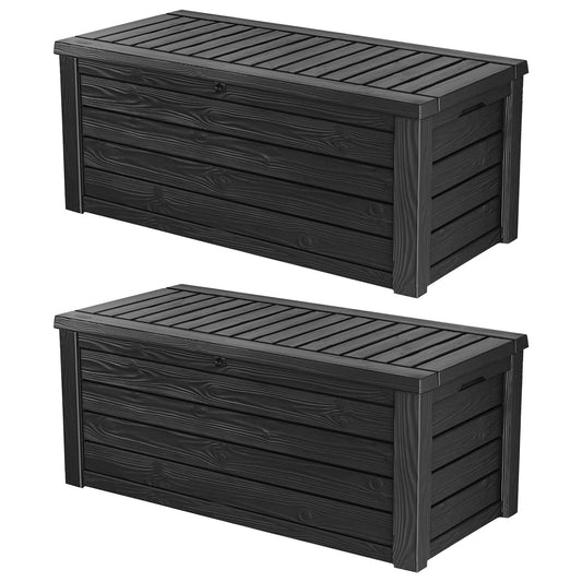 Keter  Westwood Outdoor 150 Gal Deck Storage Box for Yard Tools  Grey (2 Pack)