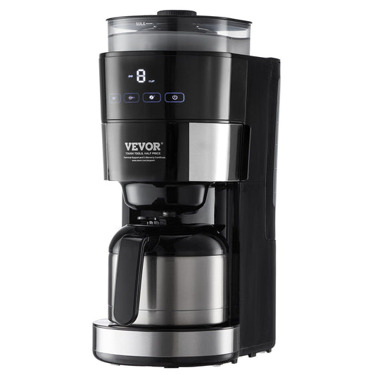 8-Cup Coffee Maker Drip Coffee Machine with 3 Brew Strength Control, Adjustable Grinding, and Paper Filter Compatibility for Fresh Coffee Every Morning