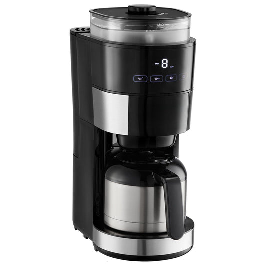 8-Cup drip coffee machine with 3 brew intensity controls, glass karaoke